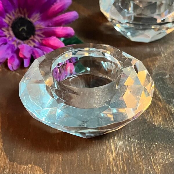 Crystal Prism Geometric Diamond Cut Tea Light Candle Holders Set 3 - Image 3