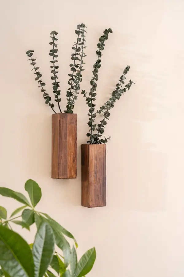 Wood Wall Pocket | Wood Hanging Vase for Greenery or Dried Flowers - Image 3